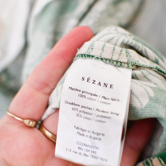 Sezane Floral Print Green Corduroy Trouser Pants - Picture 6 of 6